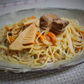 ◇フライパンひとつで作る茶美豚と穂先タケノコのスパゲティ