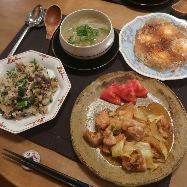 ”鶏ちゃん”と”危険なFOOD”の晩ご飯　と　変わった花いろいろ♪