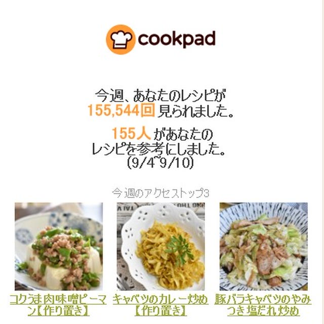 クックパッドさん週間レポート
