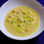 ひよこ豆スープにタラマ＆ベルガモットのソースとオレガノの花