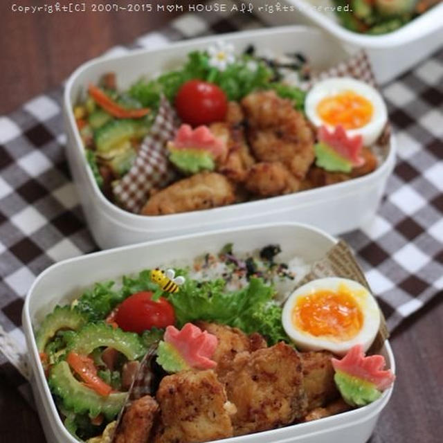 鶏の竜田揚げ✿牛丼♪
