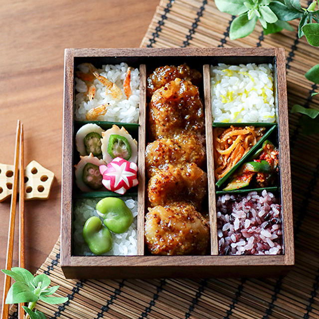 4/18 4種のご飯とハニーマスタードチキン弁当♪