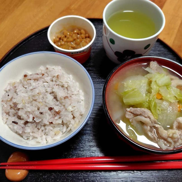 豚汁と納豆ご飯
