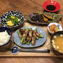 【献立】アスパラガスの豚肉巻き、じゃがいもとピーマンのバター炒め、かぼちゃと茄子のガーリックソテー、白菜と魚河岸揚げの旨煮、豆腐と油揚げのお味噌汁