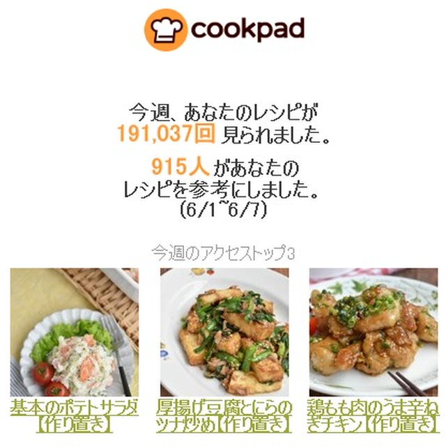 クックパッドさん週間レポート