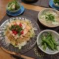 作り置きで”冷やし中華”の晩ご飯　と　カシワバアジサイの花♪