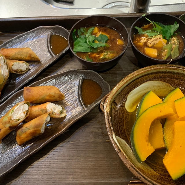 我が家の定番春巻きの晩ごはん。