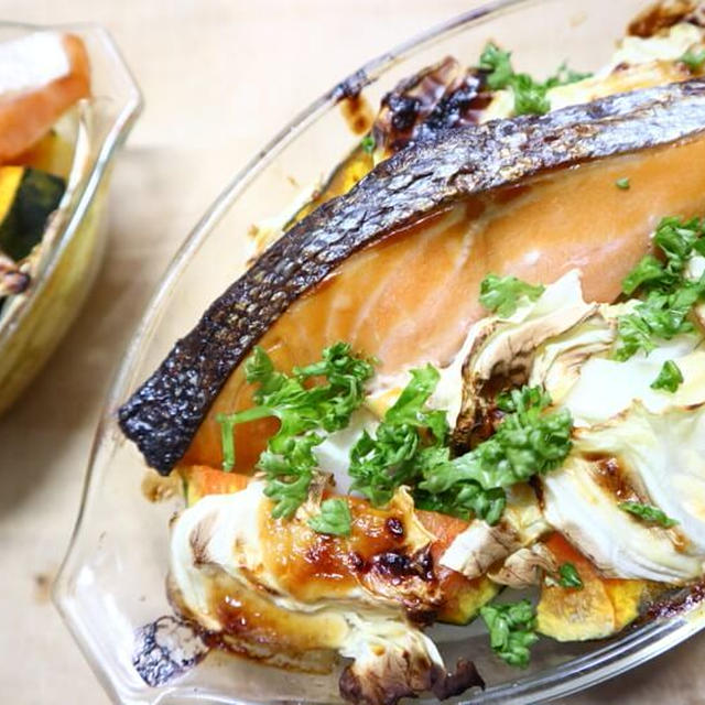 塩鮭とたっぷり野菜の味噌マヨトースター焼きレシピ