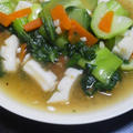 イカとチンゲン菜の中華あん＋鳥肉のさっぱりスープ～半分になっても立派な宝物～
