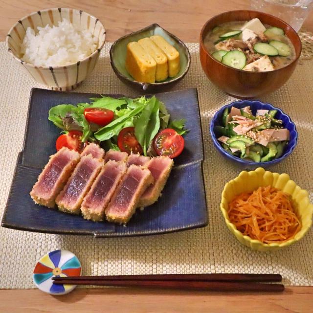 147.晩ごはんレシピ:【10分】マグロのレアカツ