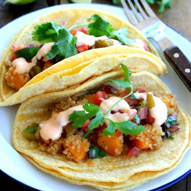 Butternut Squash and Quinoa Tacosバターナッツスクオッシュとキノアのタコス