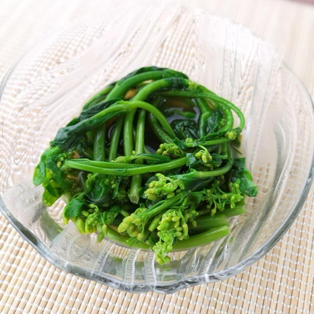 茹でた後にひと工夫♪のらぼう菜のお浸し