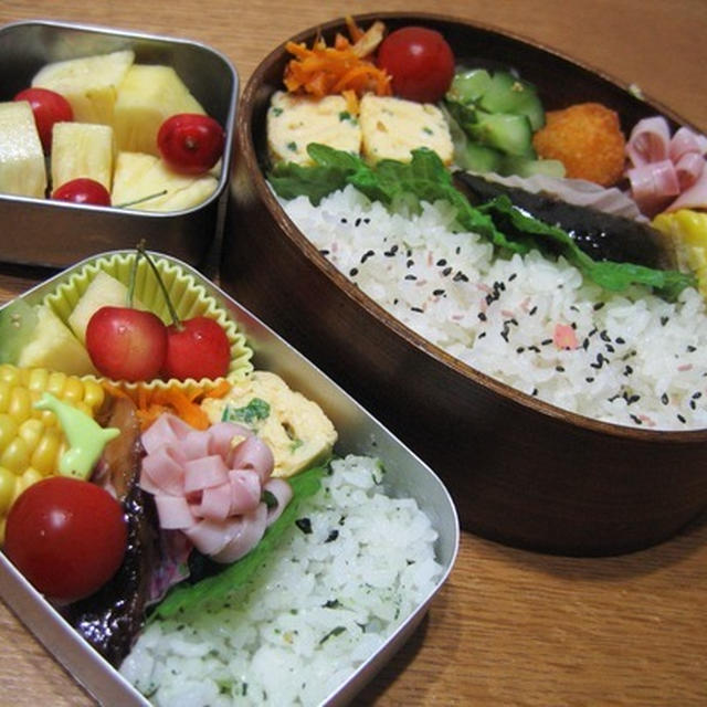 お弁当と、にんにく塩糀でアスパラ豚肉巻き