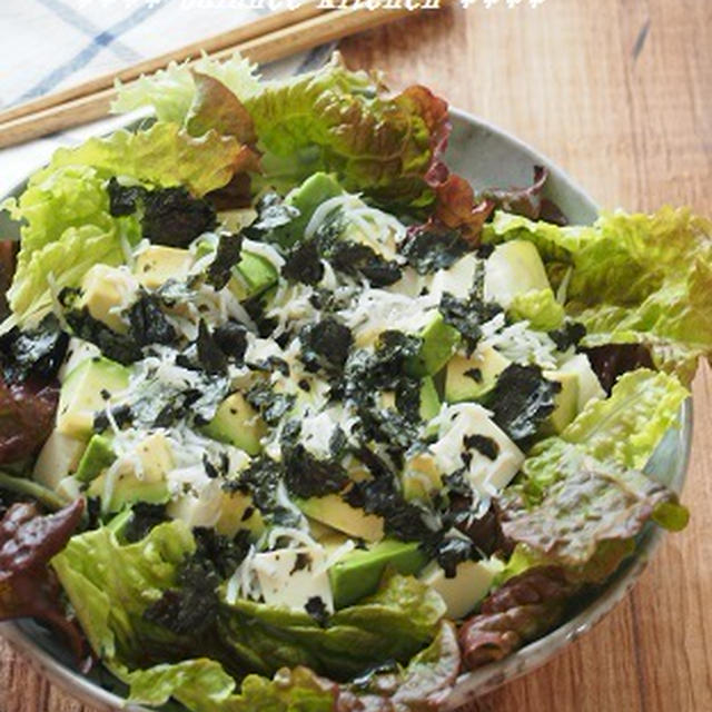 切るだけ！アボカドと豆腐のしらす海苔サラダ＆ヘルシーなリセットカレー