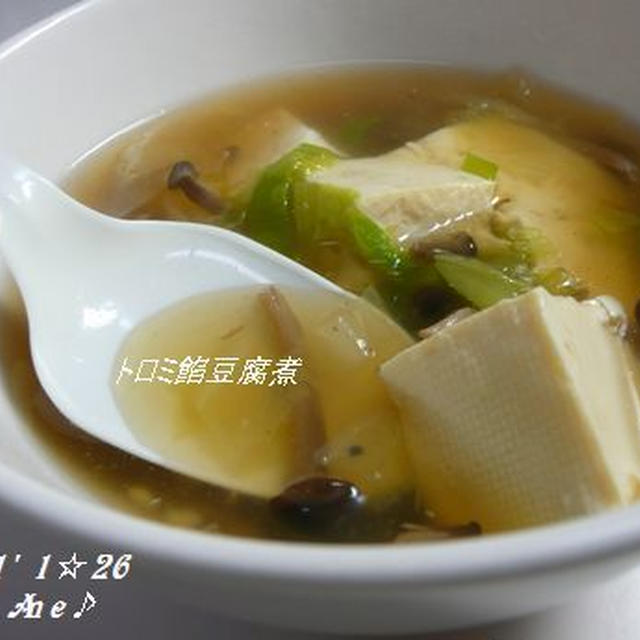白菜スープの使い回しで・・・＜トロミ餡豆腐煮