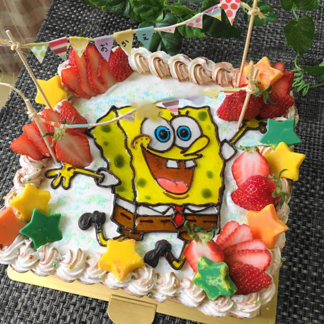 スポンジボブのデコレーションケーキ By Meruさん レシピブログ 料理ブログのレシピ満載