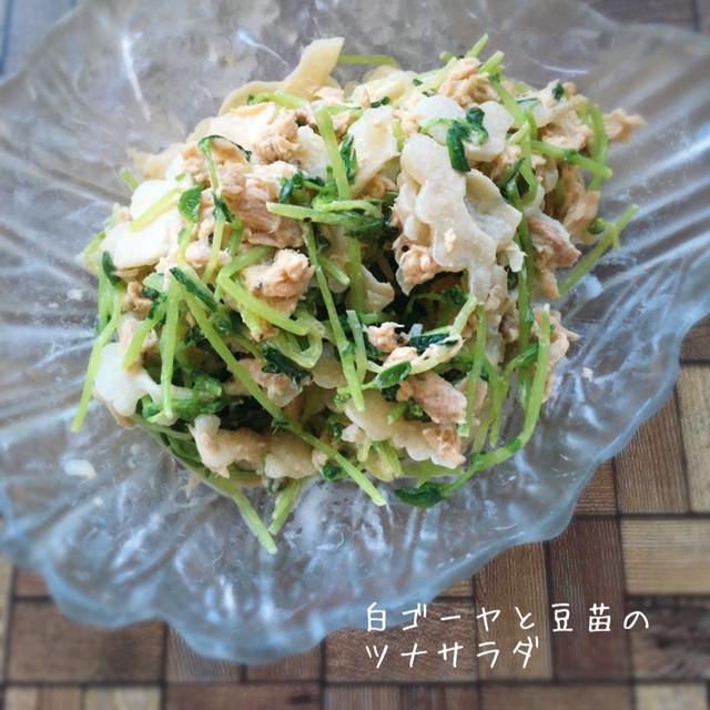 頂きものの白いゴーヤで【ゴーヤと豆苗のツナサラダ】