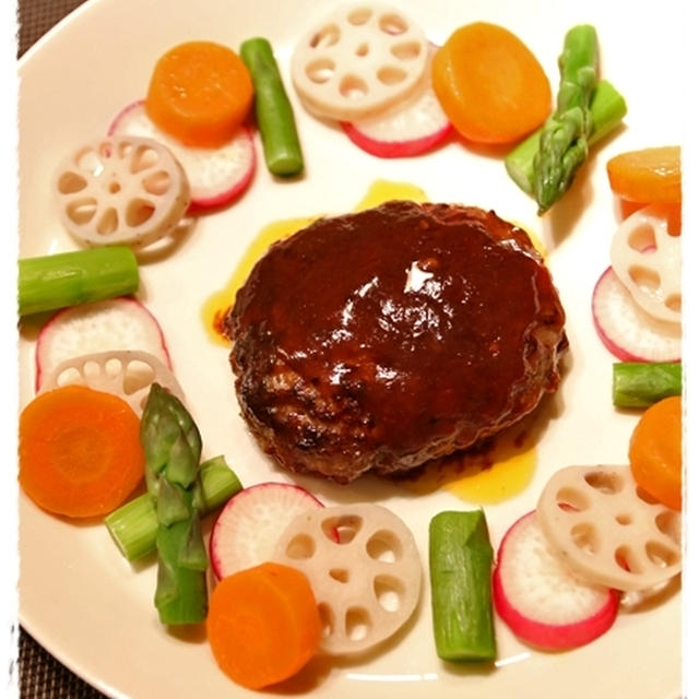 春のカラフルハンバーグプレート♪