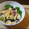 高野豆腐と春野菜の炊き合わせ