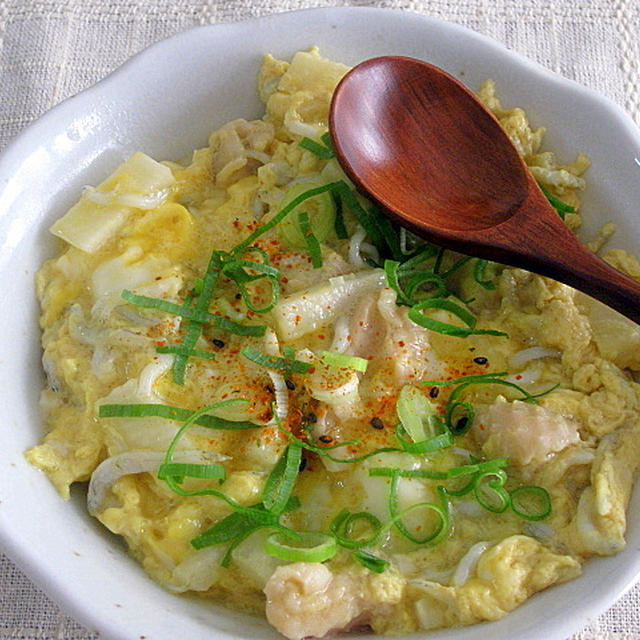 長いもとしらすの卵とじ丼