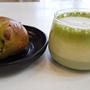 抹茶と甘納豆のベーグル