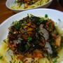 ネバうま。キムチ納豆オクラのパスタ。