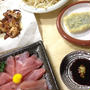 マグロのお刺身やらで晩酌