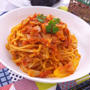 パスタとはちょっと違った食感で♪トマトクリームうどん