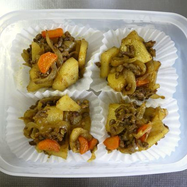 【冷凍ストック】挽き肉のじゃが芋と人参のカレーソテー♪