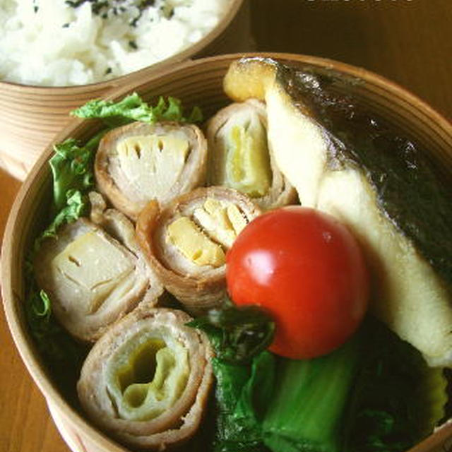 筍とねぎの豚ロール弁当♪
