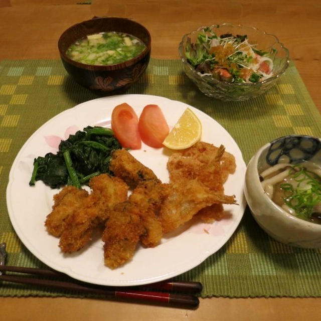 カキフライの晩ご飯　と　１月の家庭菜園♪