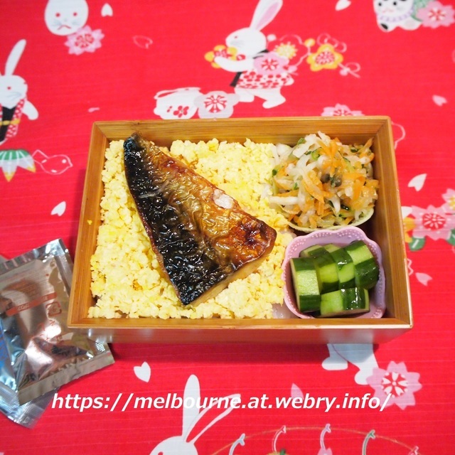 公園で♪ ★ 今日のOBENTOは 焼き塩サバdeしめさば風