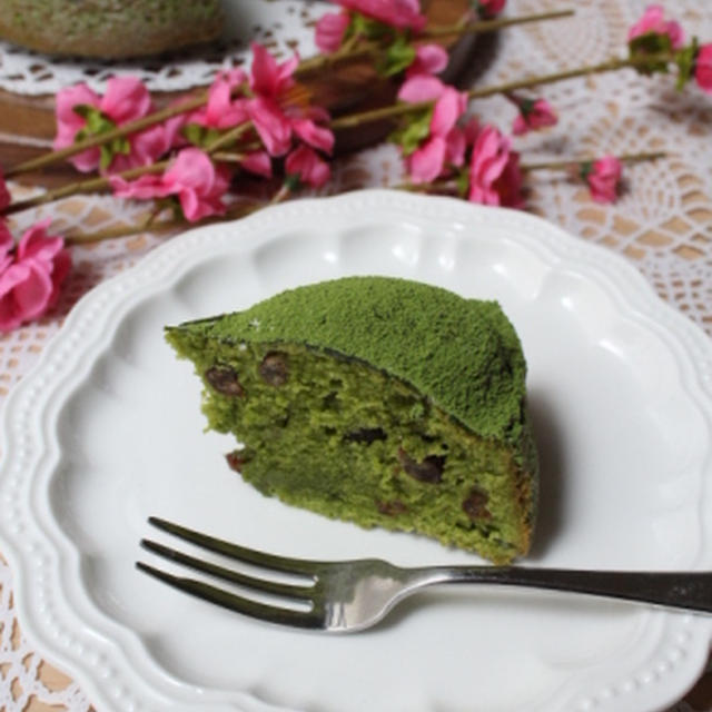 抹茶と小豆のケーキ♪