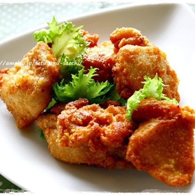 普通のから揚げと野菜いーっぱいの晩ご飯(´∀｀*)
