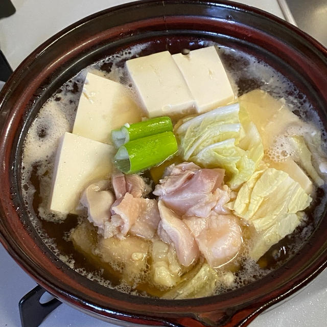 鶏豆腐なべ☆My朝昼ごはん