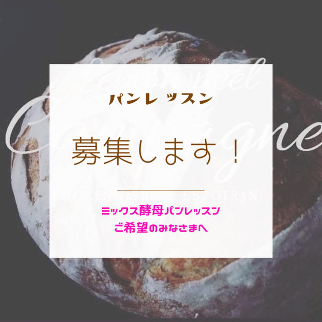 MIX酵母パンレッスン、８月単発募集のお知らせです。