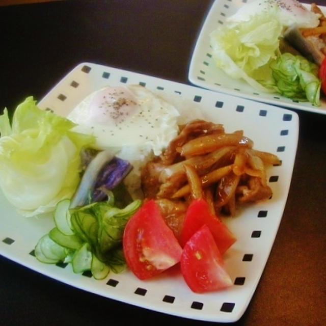 豚一味丼のアレンジワンプレート