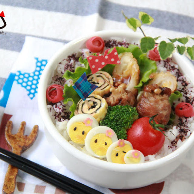 【ドーナツ詰】ささみチーズロール弁当～Rolled breast  tender cheese Cutlets bento