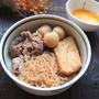 里芋としらたきと厚揚げと豚こま肉のすき焼き風