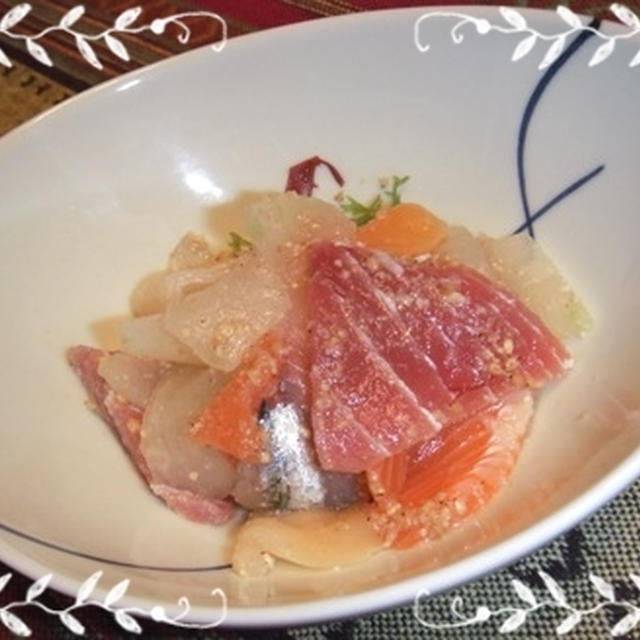 さしみと冬瓜のごま和え
