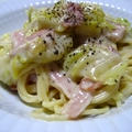 キャベツとツナの米粉クリームパスタ。