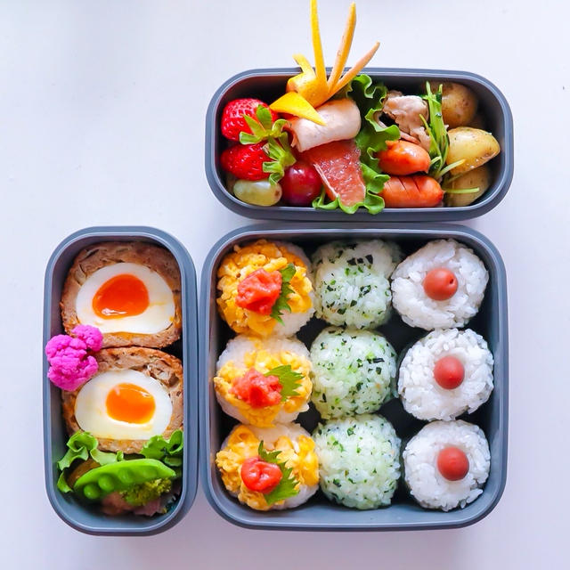 ３種のカラフルおにぎり弁当＊料理動画撮影しました