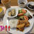 チキンのトマトソース煮＆サラダ＆ナスの田舎煮＆牡蠣のオイスターソース煮の定食♪
