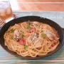 リメイクで牡蠣とトマトの魚介ソースパスタ。