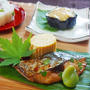和のおもてなし膳（昨日のレシピ）　　海老とえんどう豆のゼリー寄せ　　鰆の木の芽焼きetc