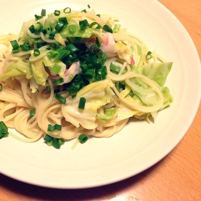 海老とキャベツのクリームパスタ