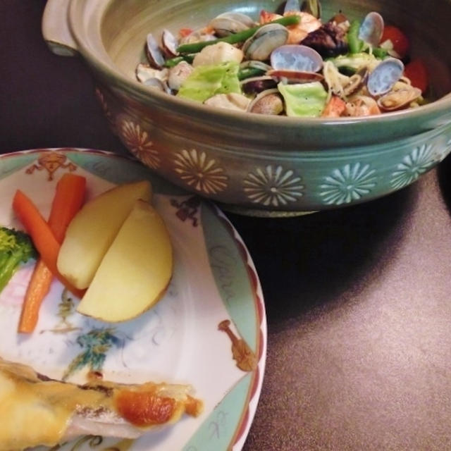 鱈の味噌マヨ焼きとイタリアン鍋