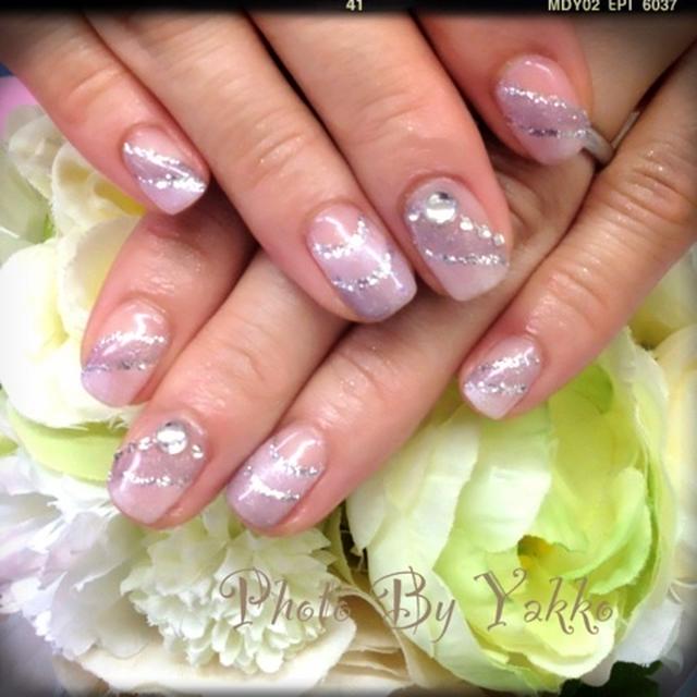 秋ネイル★スモーキー変形ダブルフレンチ★
