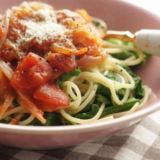 菜の花のトマトソースパスタ