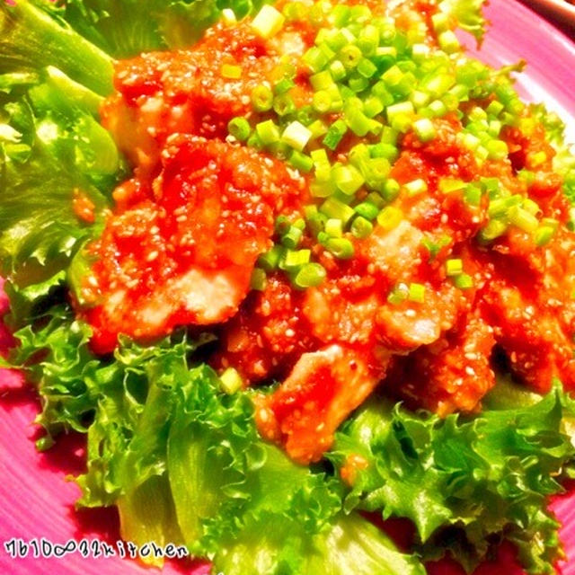 鶏もも肉のゴマ味噌だれ炒め